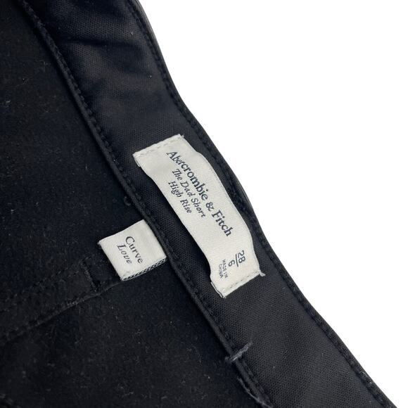 Abercrombie & Fitch The Dad Short High Rise Black Denim Faux Leather Size 6 / 28 - Picture 6 of 7